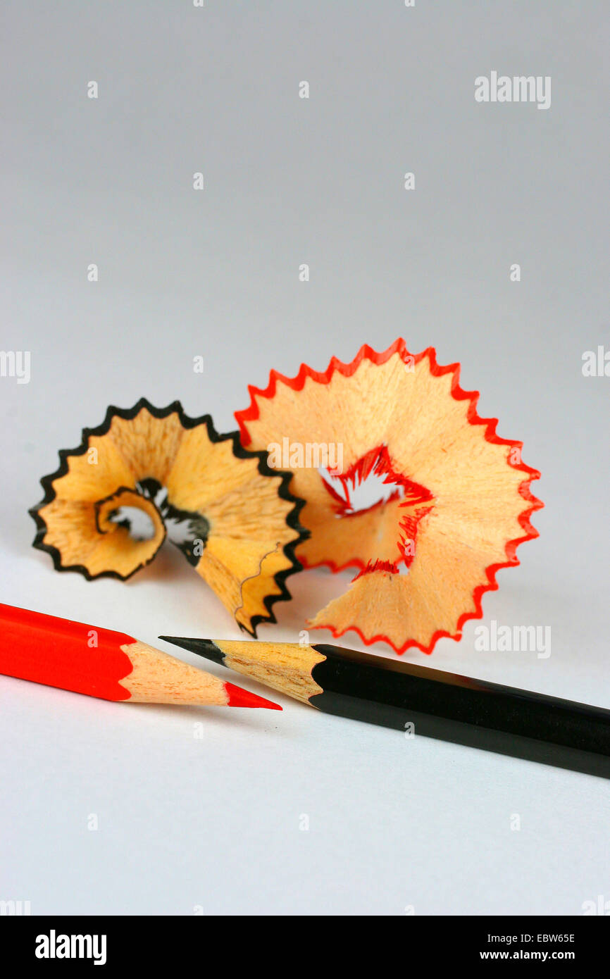 crayons and sharpener chips Stock Photo