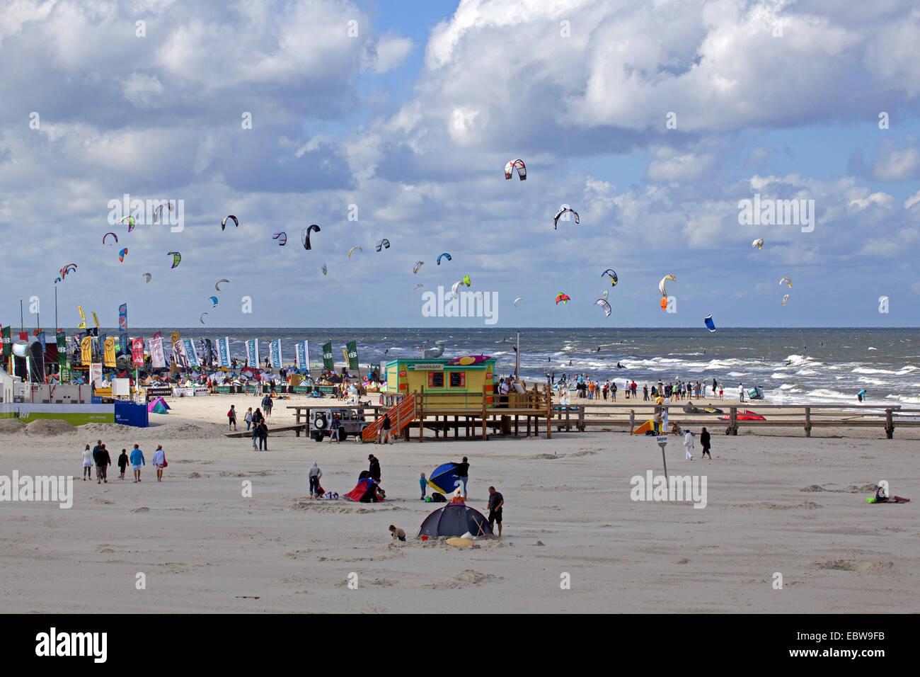 Kitesurf World Cup at the beach of St. Peter Ording, Germany, Schleswig-Holstein, St. Peter Ording Stock Photo