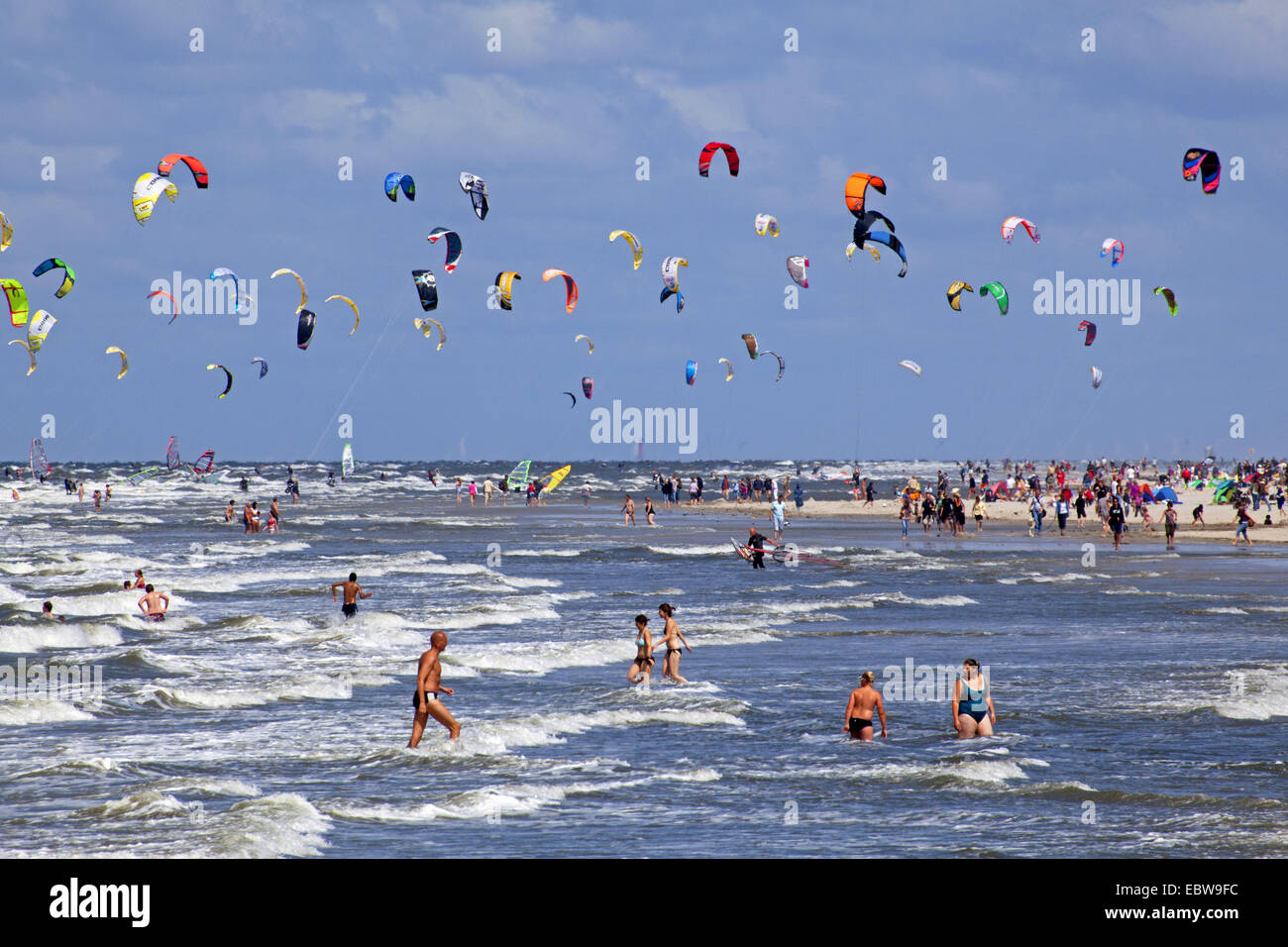 Kitesurf World Cup at the beach of St. Peter Ording, Germany, Schleswig-Holstein, St. Peter Ording Stock Photo
