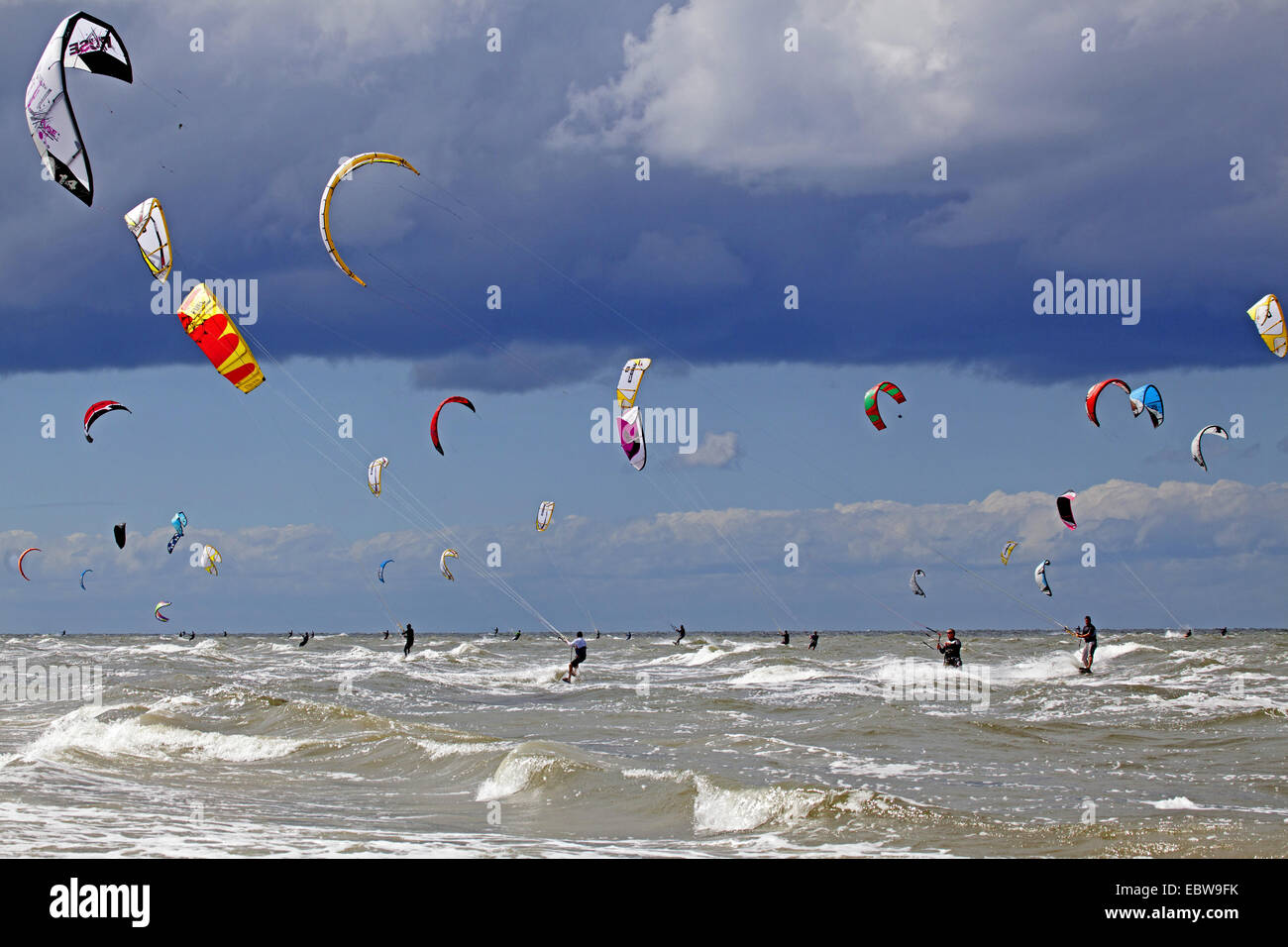 kitesurfer in the surge, Kitesurf World Cup, Germany, Schleswig-Holstein, St. Peter Ording Stock Photo