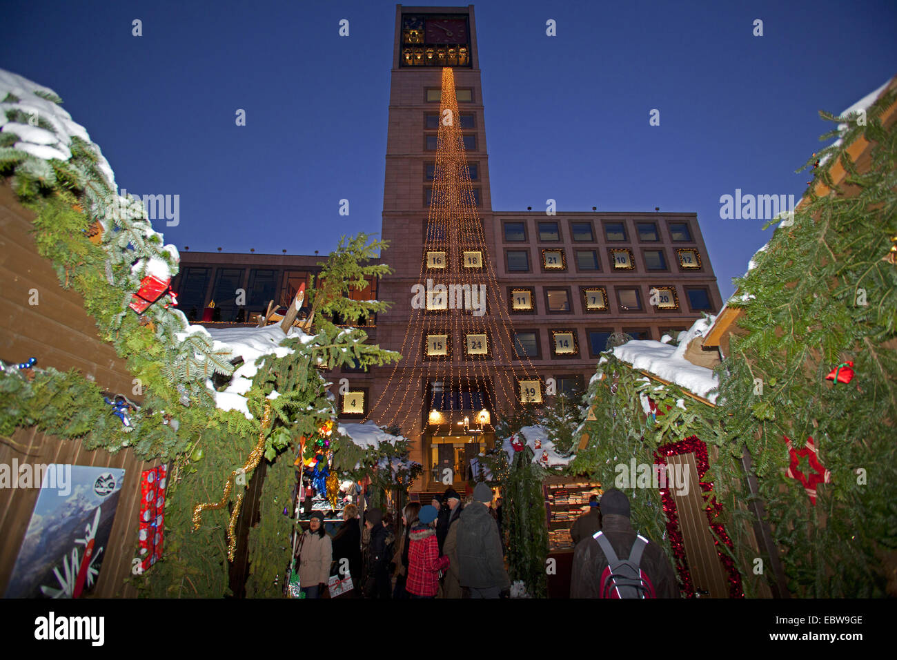 Christmas fair in the evening, Germany, Baden-Wuerttemberg, Stuttgart Stock Photo