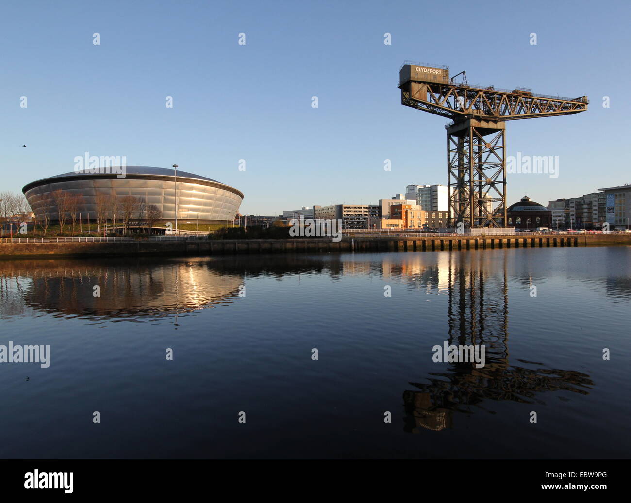 The Hydro and Finnieston Crane Glasgow Scotland  December 2014 Stock Photo