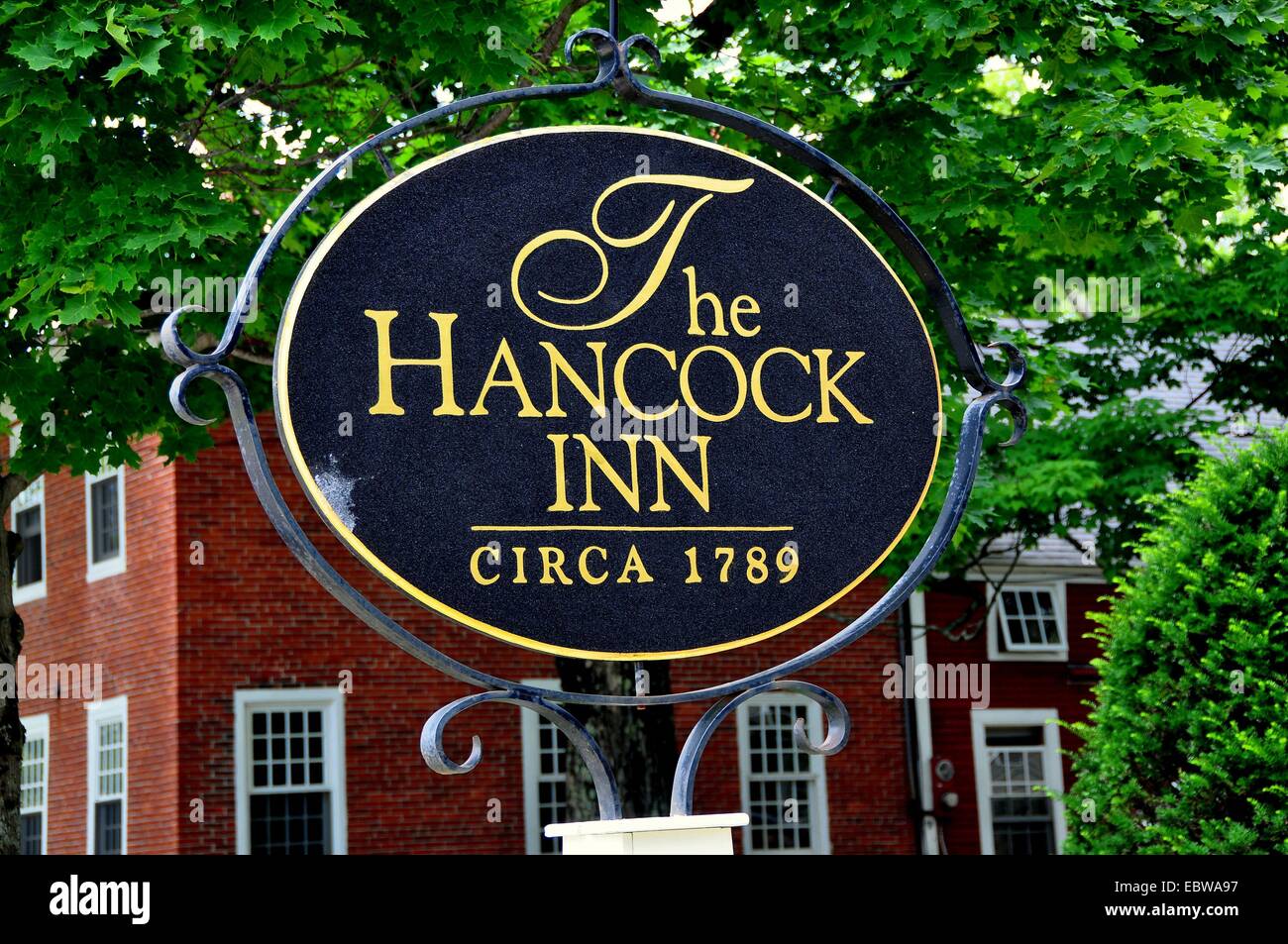 HANCOCK, NEW HAMPSHIRE Sign in front of the historic c. 1789 Hancock