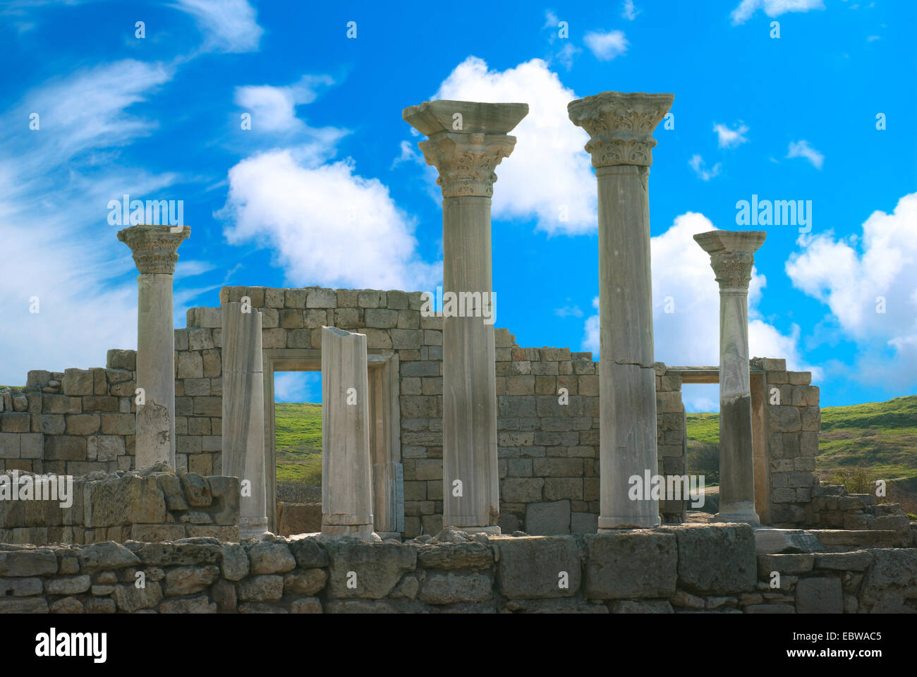 Ancient castle with columns and blue sky Stock Photo - Alamy
