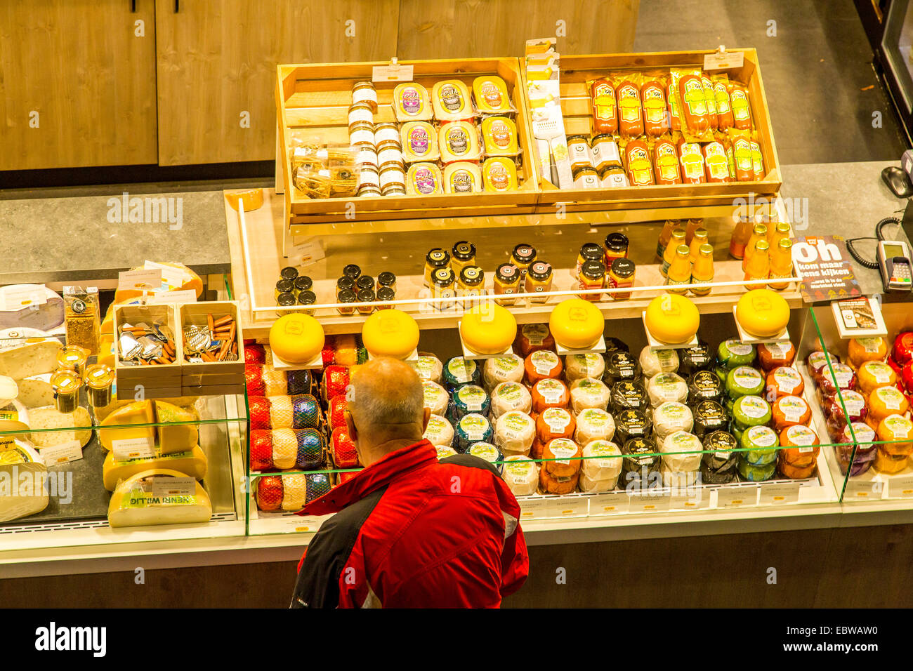 The new Market Hall in Rotterdam, dutch cheese shop, Stock Photo