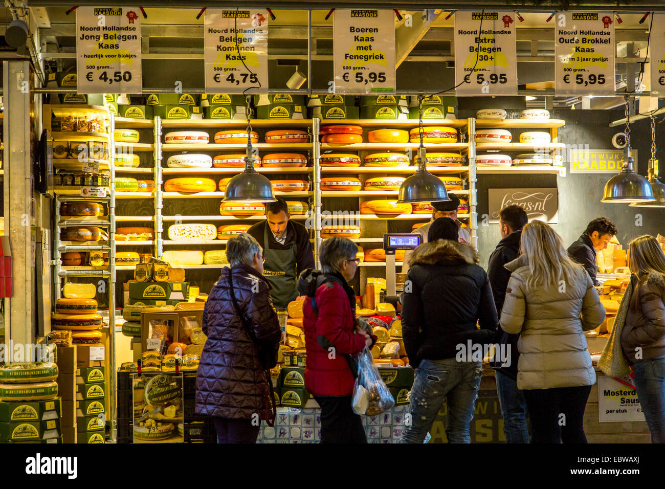 The new Market Hall in Rotterdam, dutch cheese shop, Stock Photo