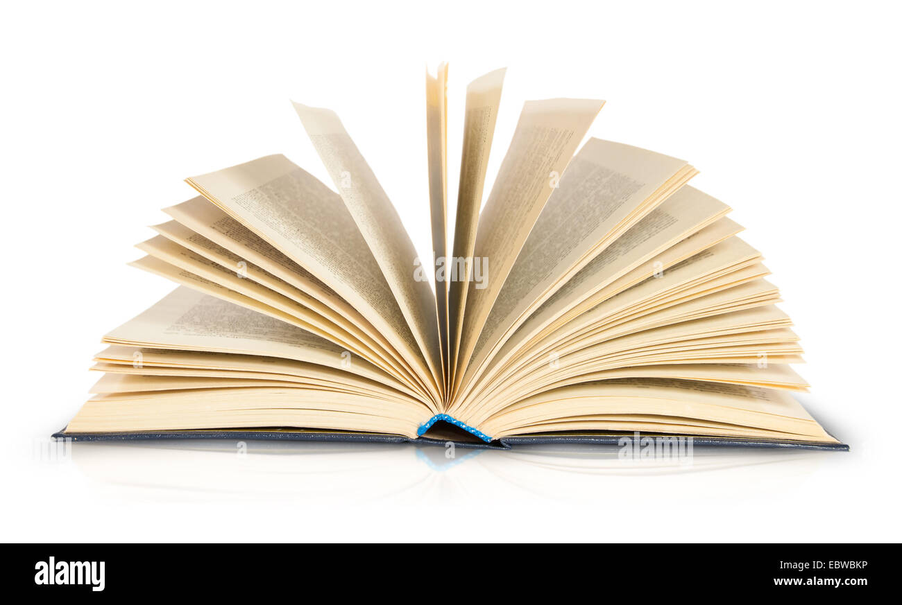 Old Open Book Isolated On White Background Stock Photo