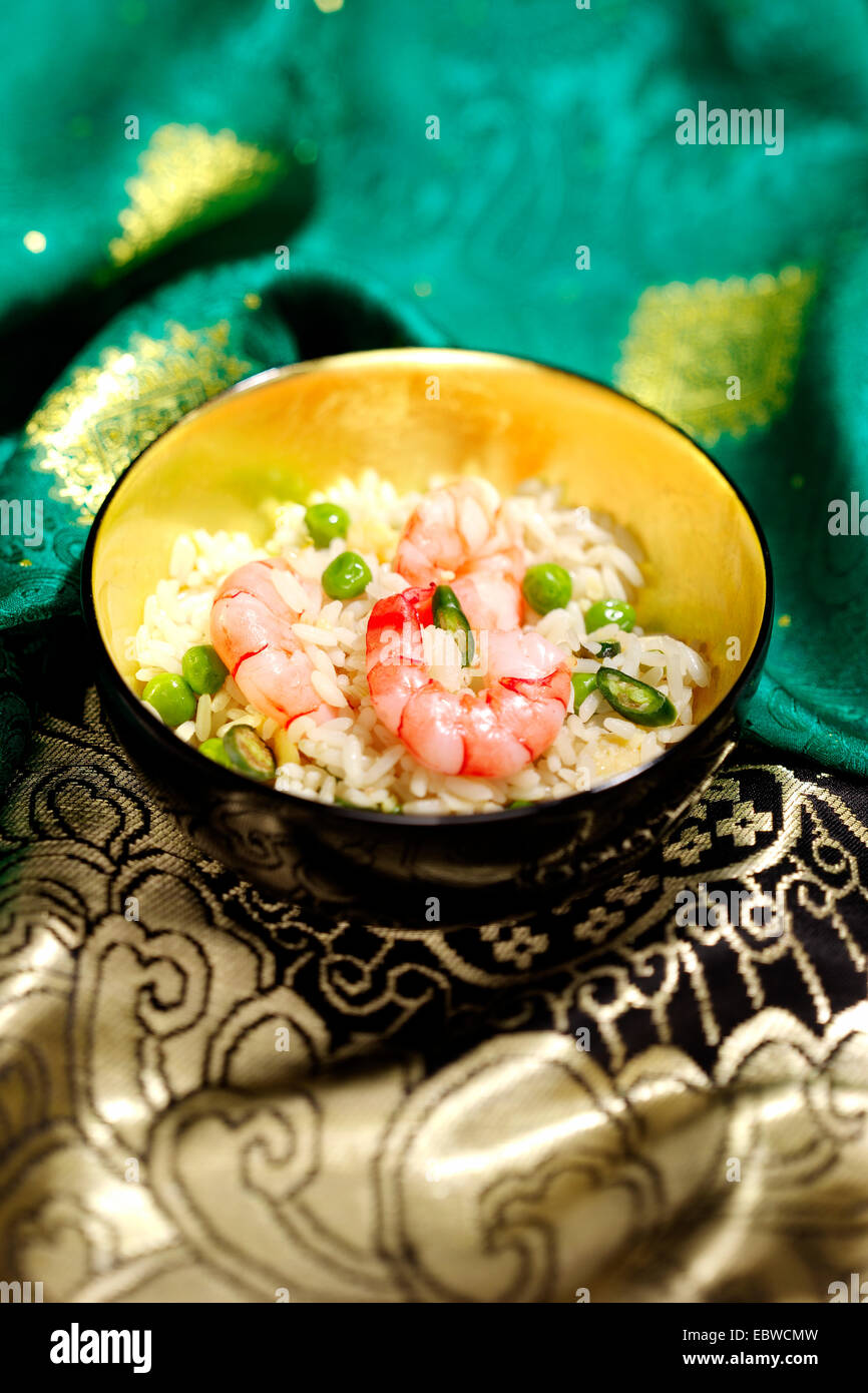 Chinese food tiger prawns rice Stock Photo Alamy