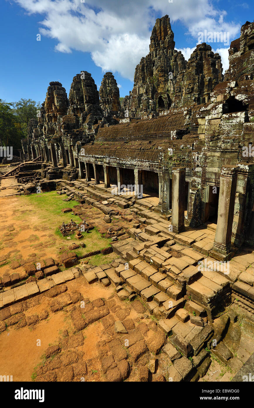 Bayon, Khmer Temple in Angkor Thom, Siem Reap, Cambodia. Built in the late 12th / early 13th century as the official state templ Stock Photo
