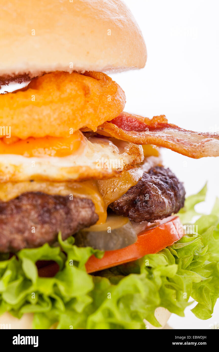 Delicious egg and bacon cheeseburger with a nutritional filling of