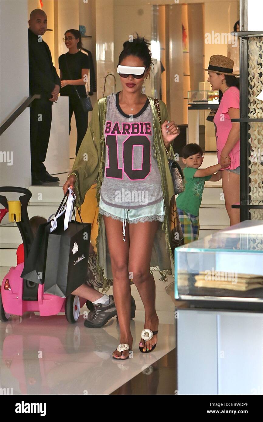 V. Stiviano shops at Chanel on Robertson for a Visor Featuring: V