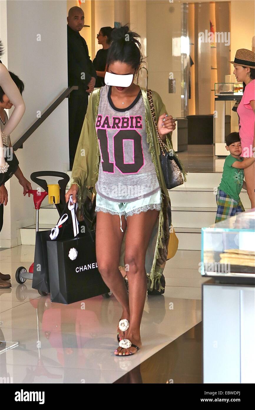 V. Stiviano shops at Chanel on Robertson for a Visor Featuring: V