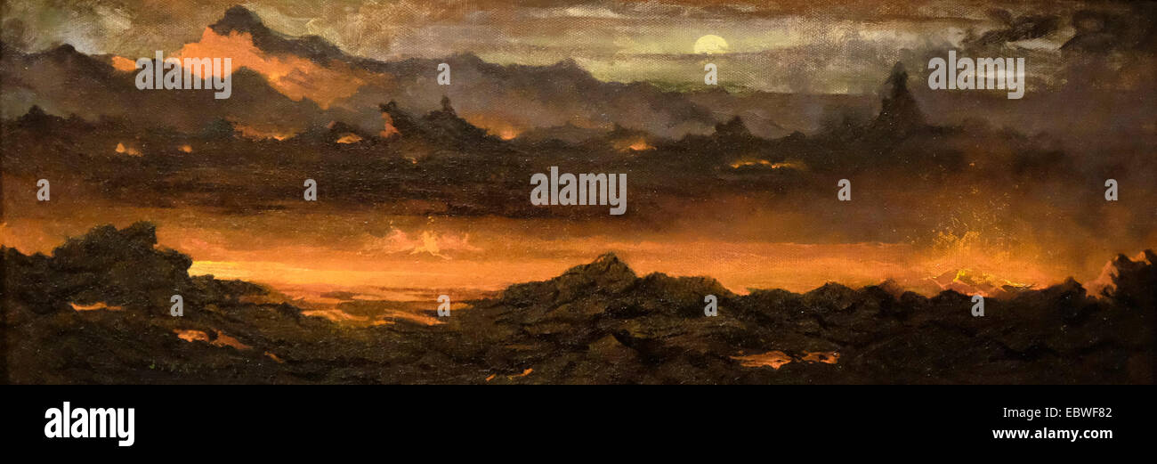 An eruption, Hawaii, Late 1880s Jules Tavernier Stock Photo
