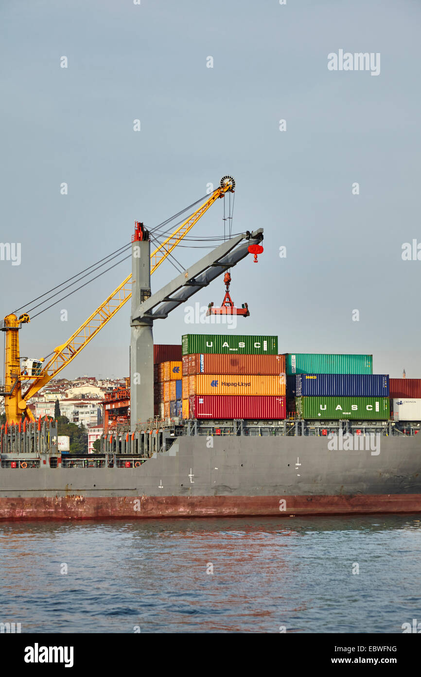 Ships being loaded with containers in port Stock Photo Alamy
