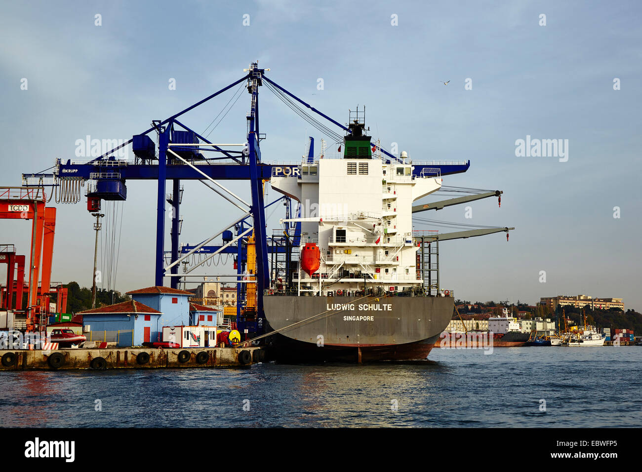 Ships being loaded with containers in port Stock Photo Alamy