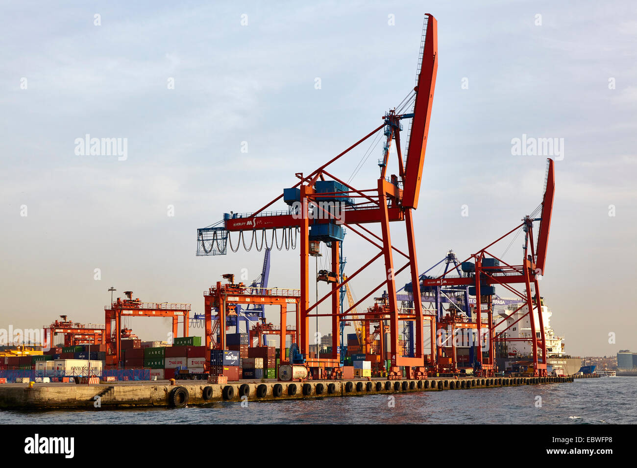 Ships being loaded with containers in port Stock Photo Alamy