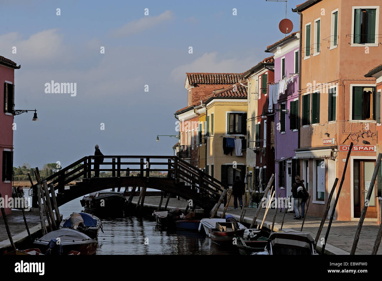 bridge on canals of burano, venice Stock Photo