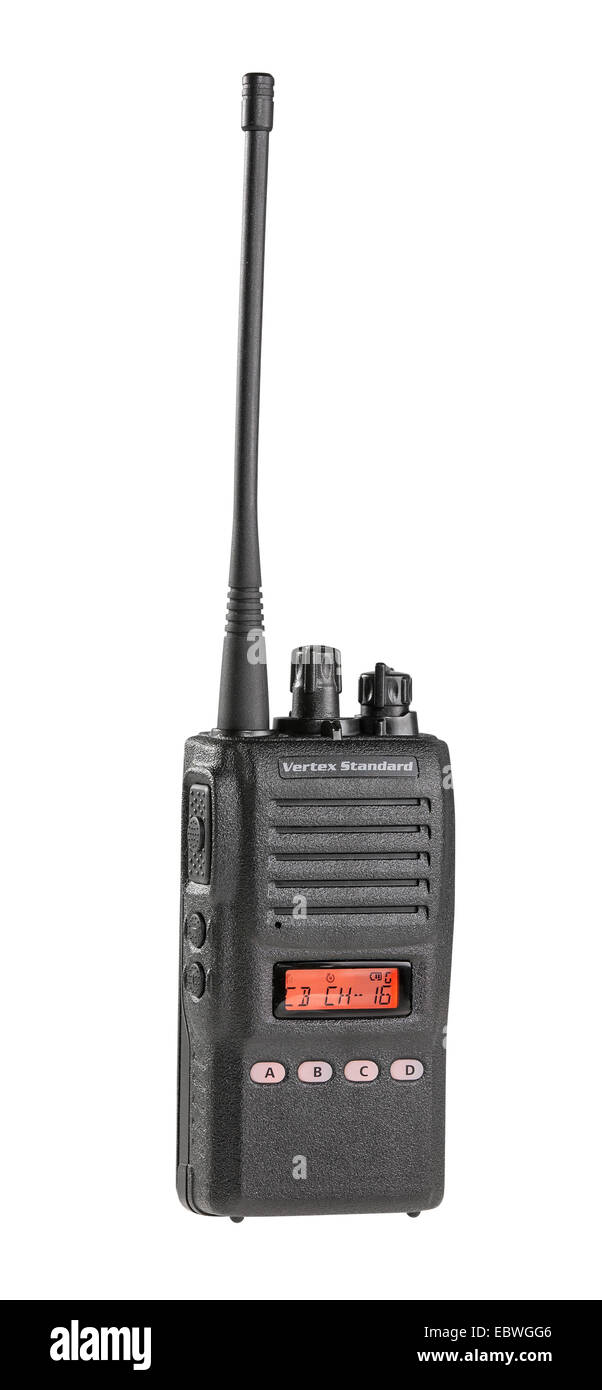 Black walkie talkie for communication isolated on white background Stock Photo