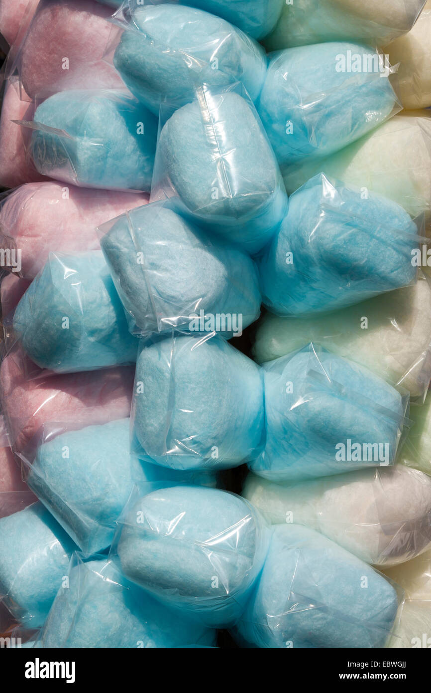 Bagged cotton candy at a street festival in Oakland, California Stock ...