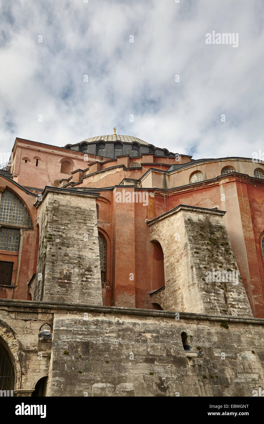 Hagia Sofia exterior with buttresses and dome Stock Photo