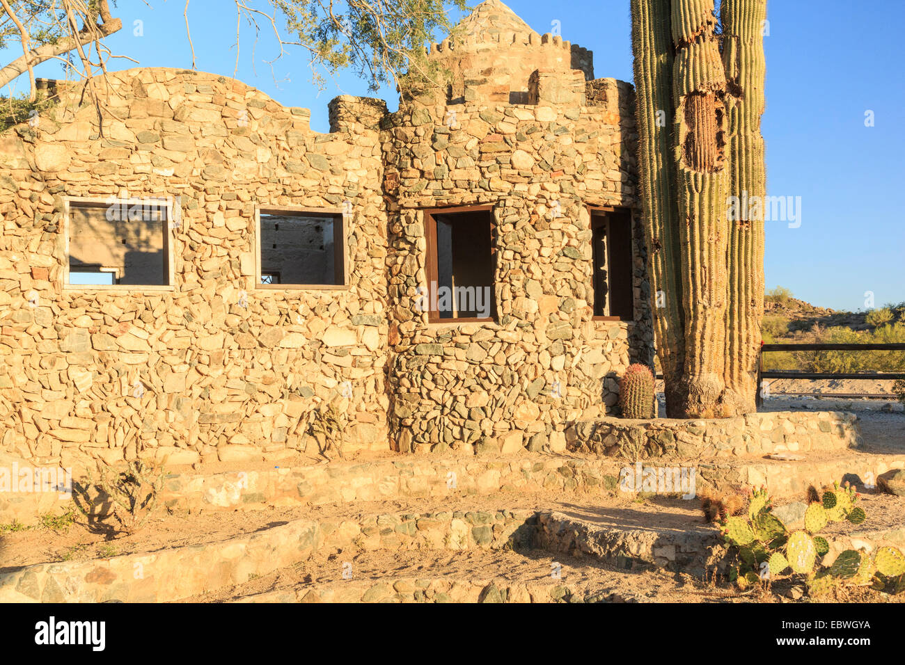 Scorpion Gulch, an abandoned trading post located in South Mountain Park, Phoenix, Arizona; early morning. Stock Photo