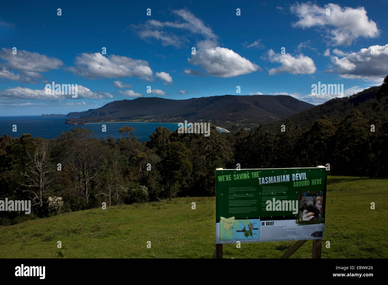 We're Saving the Tasmanian Devil - public information sign at an