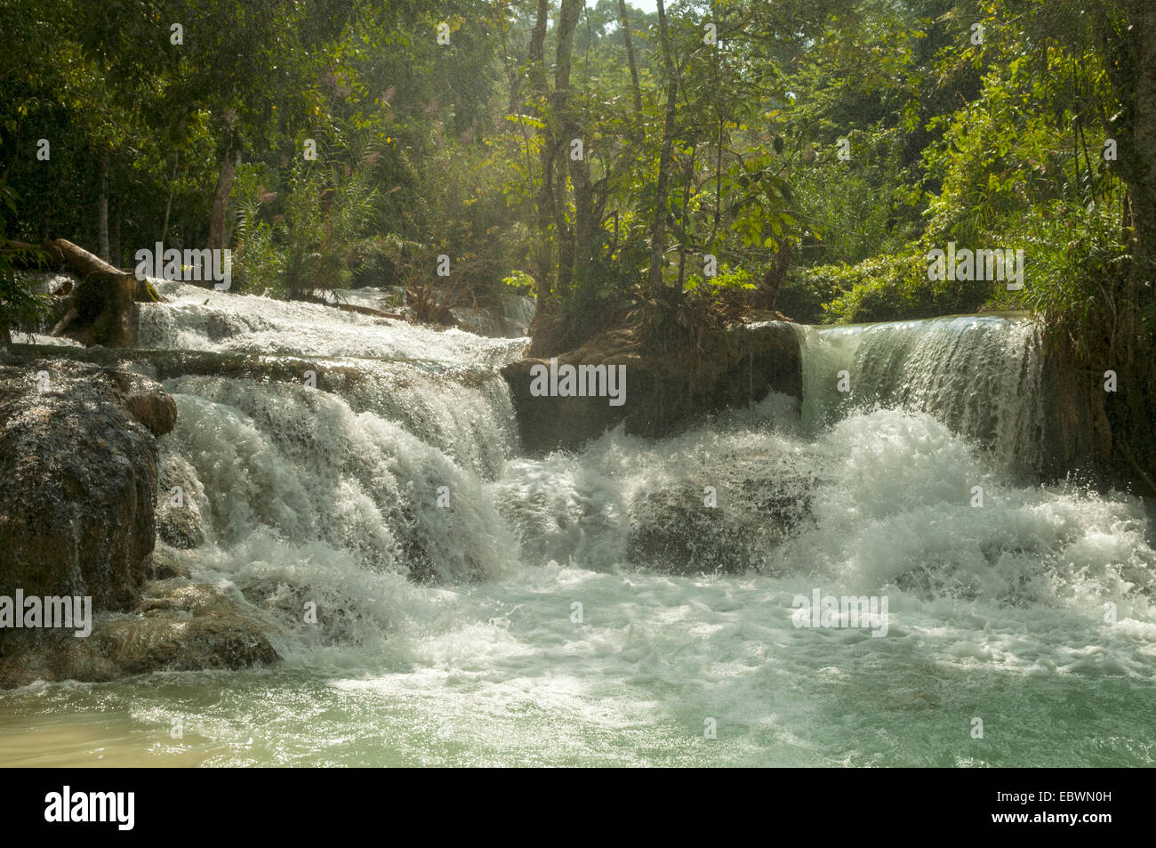 Waterfalls at Kuang Si, Laos Stock Photo