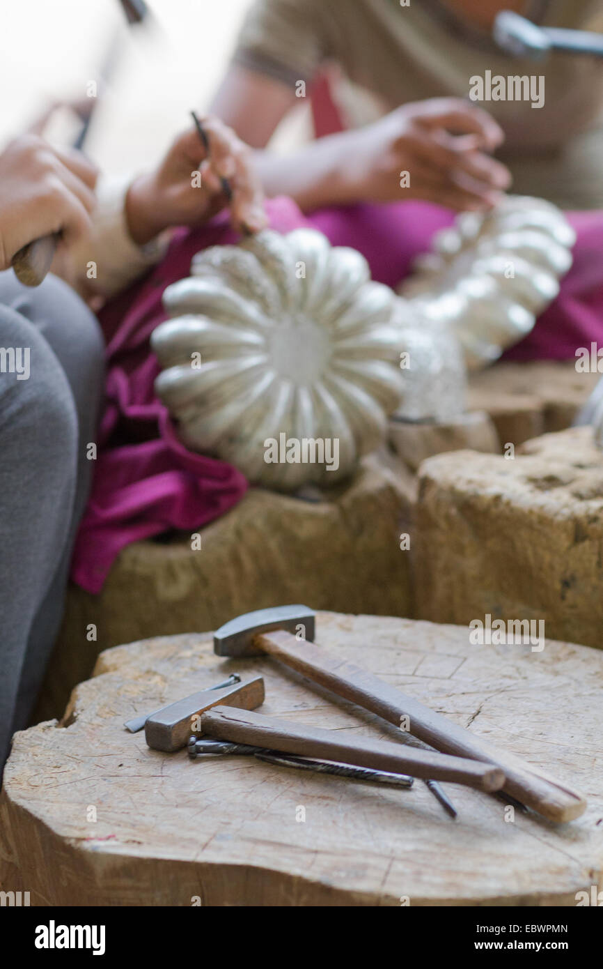 silversmith craftsman making jewelry in Asia Stock Photo Alamy