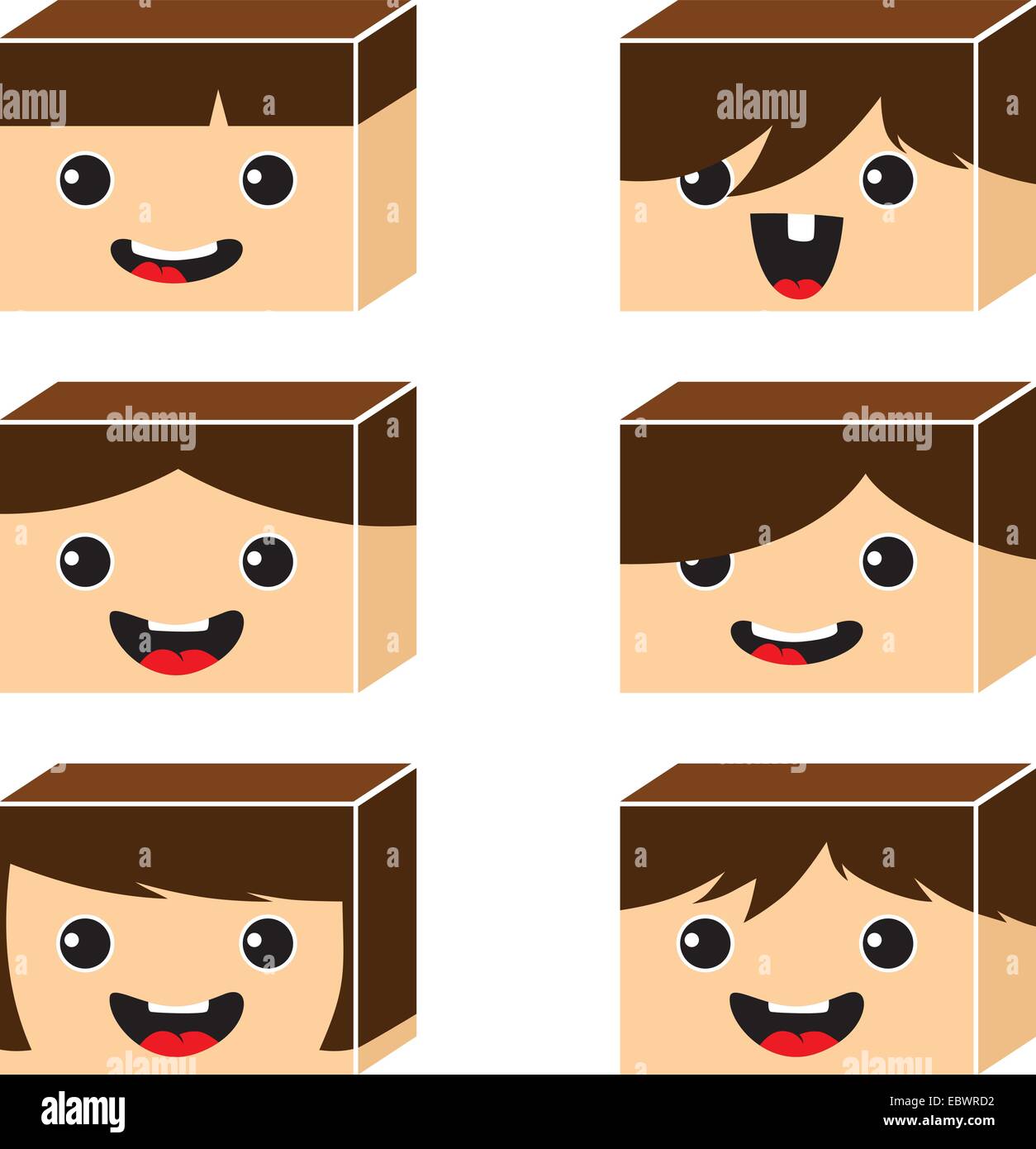 block isometric cartoon character vector illustration Stock Vector ...