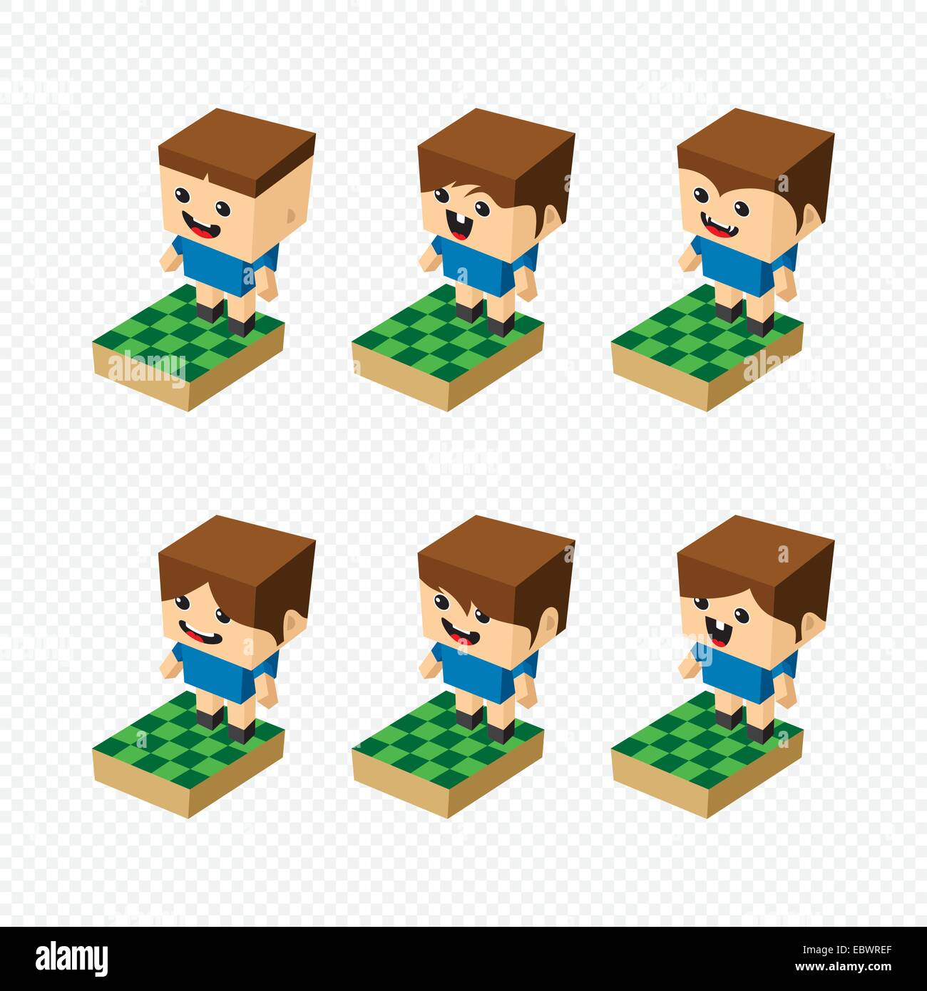 block isometric cartoon character vector illustration Stock Vector