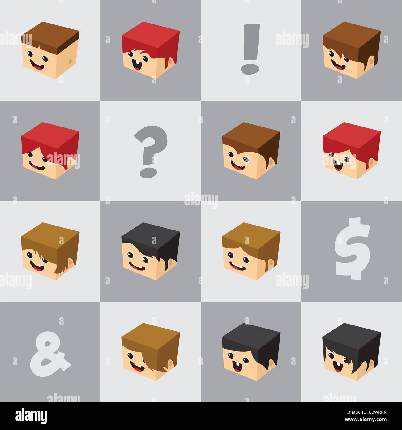 block isometric cartoon character vector illustration Stock Vector ...