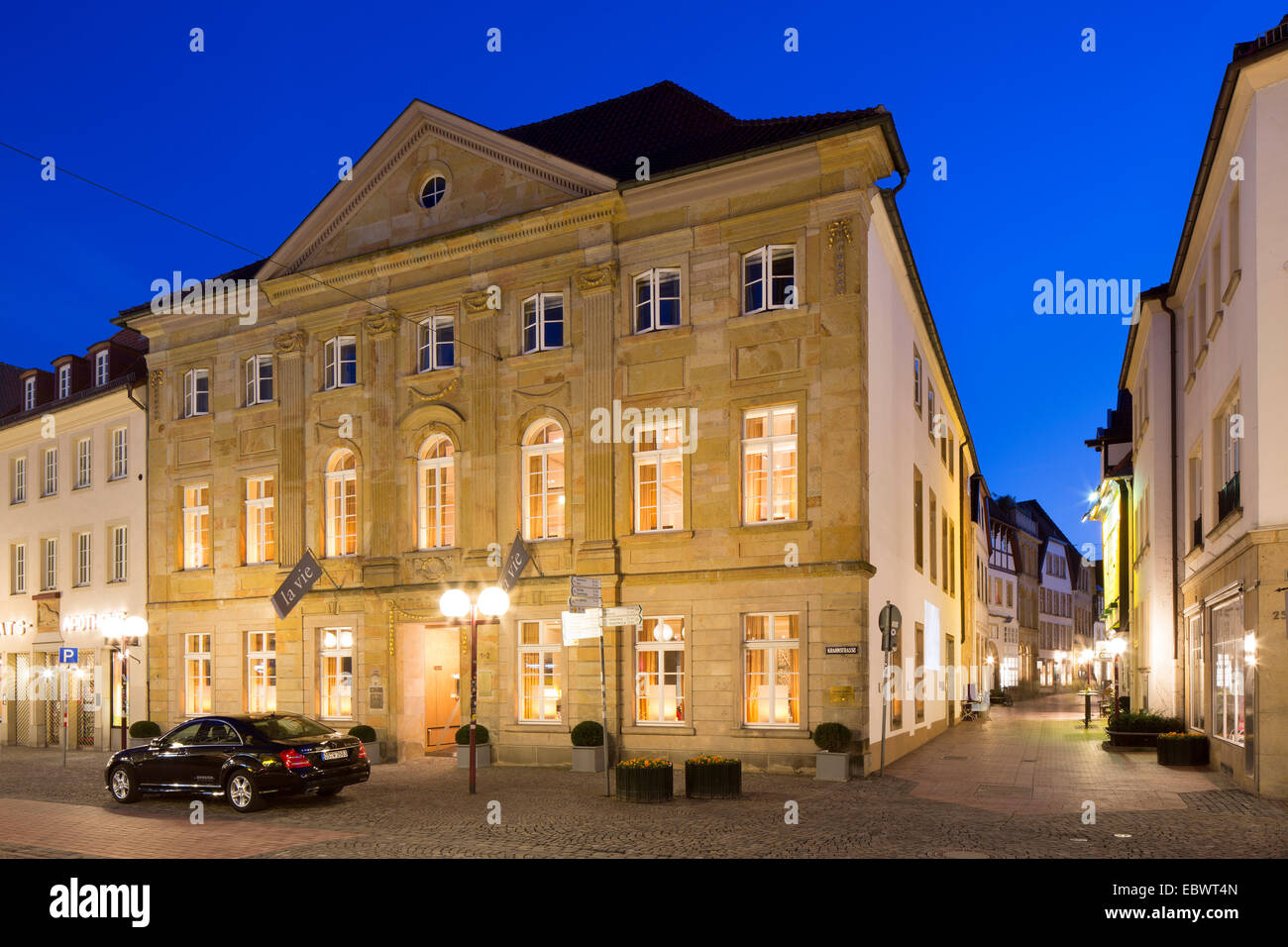 House tenge, classicistic residential building, now star restaurant La Vie, Osnabrück, Lower Saxony, Germany Stock Photo