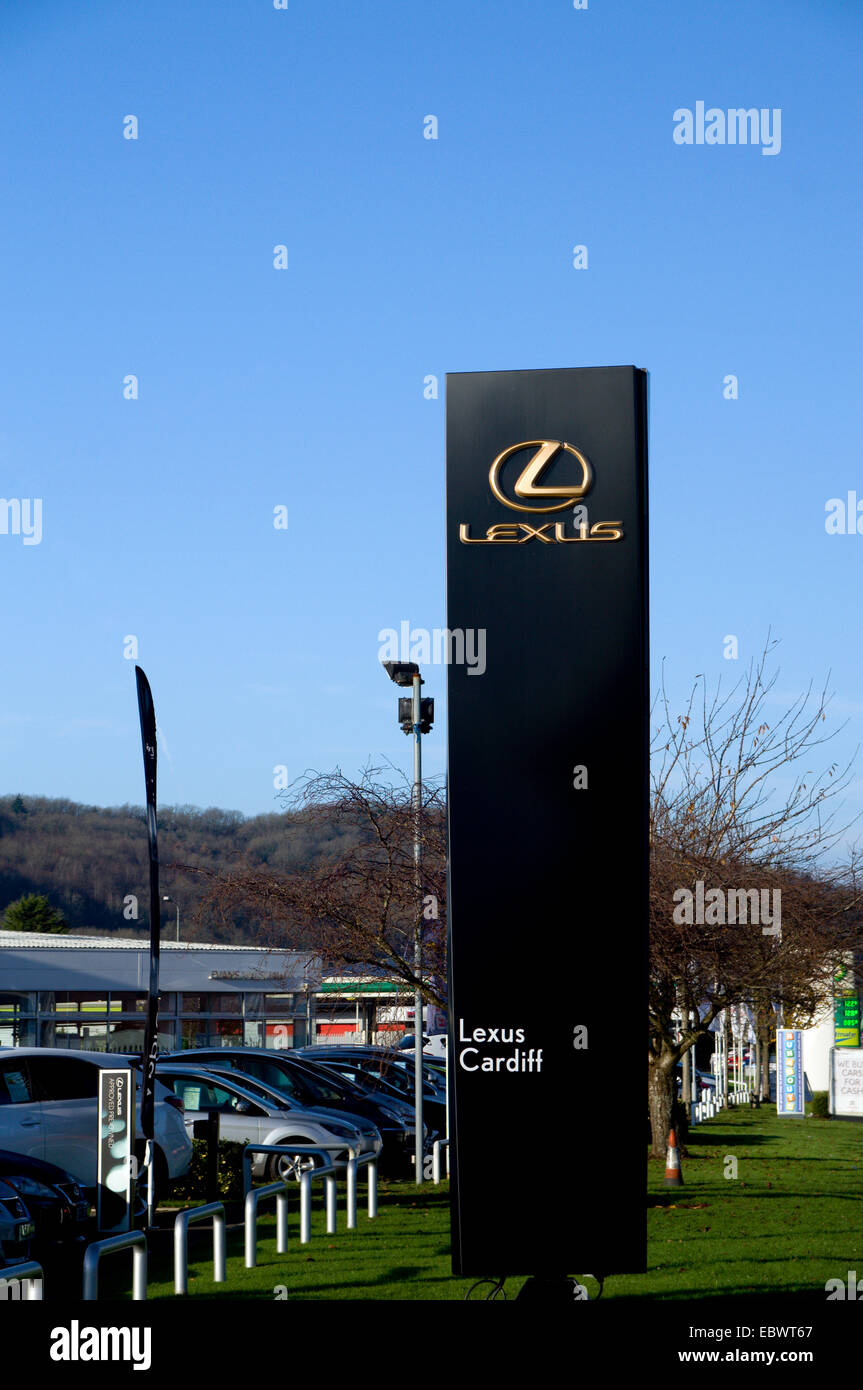 Sign outside of Lexus Car dealership, Cardiff, Wales. Stock Photo