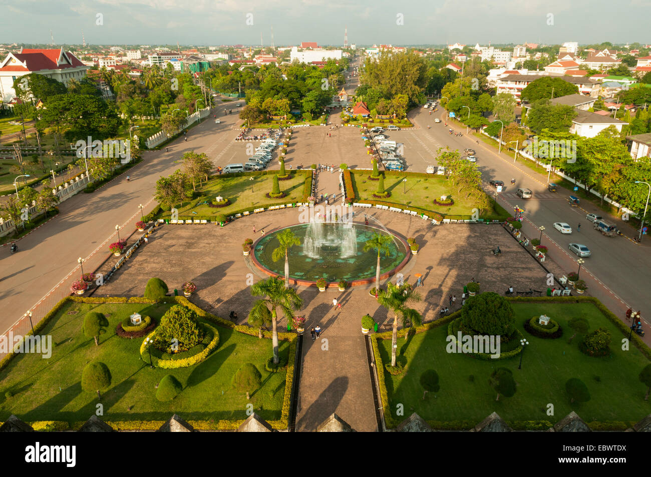 View from Top of Victory Gate, Vientiane, Laos Stock Photo