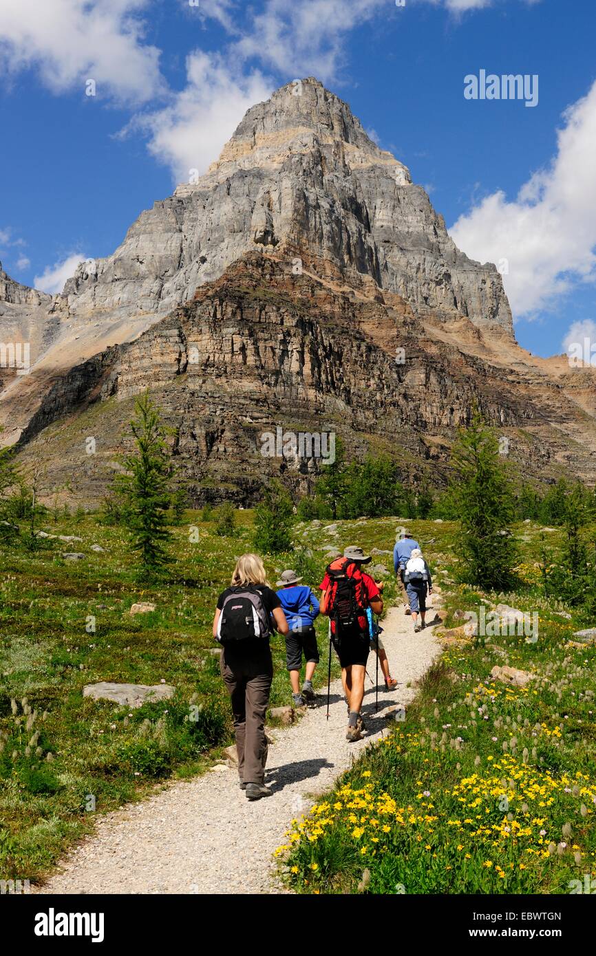 Hiker rambling in the Rocky Mountains, Banff National Park, Alberta Province, Canada Stock Photo