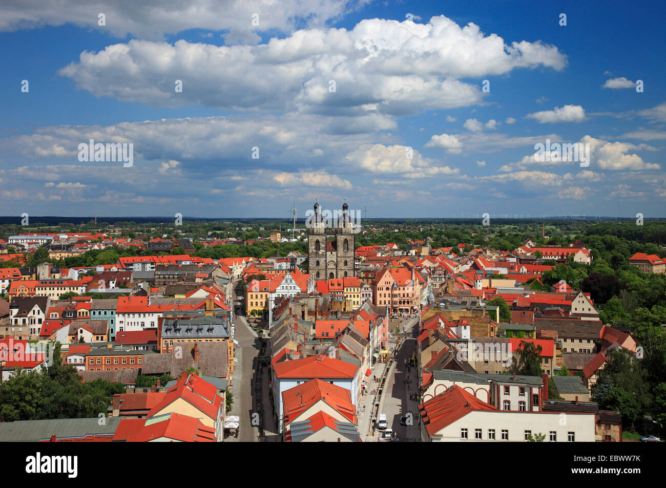 view from  to market square, town hall and city church, Germany, Saxony-Anhalt, Wittenberg Stock Photo