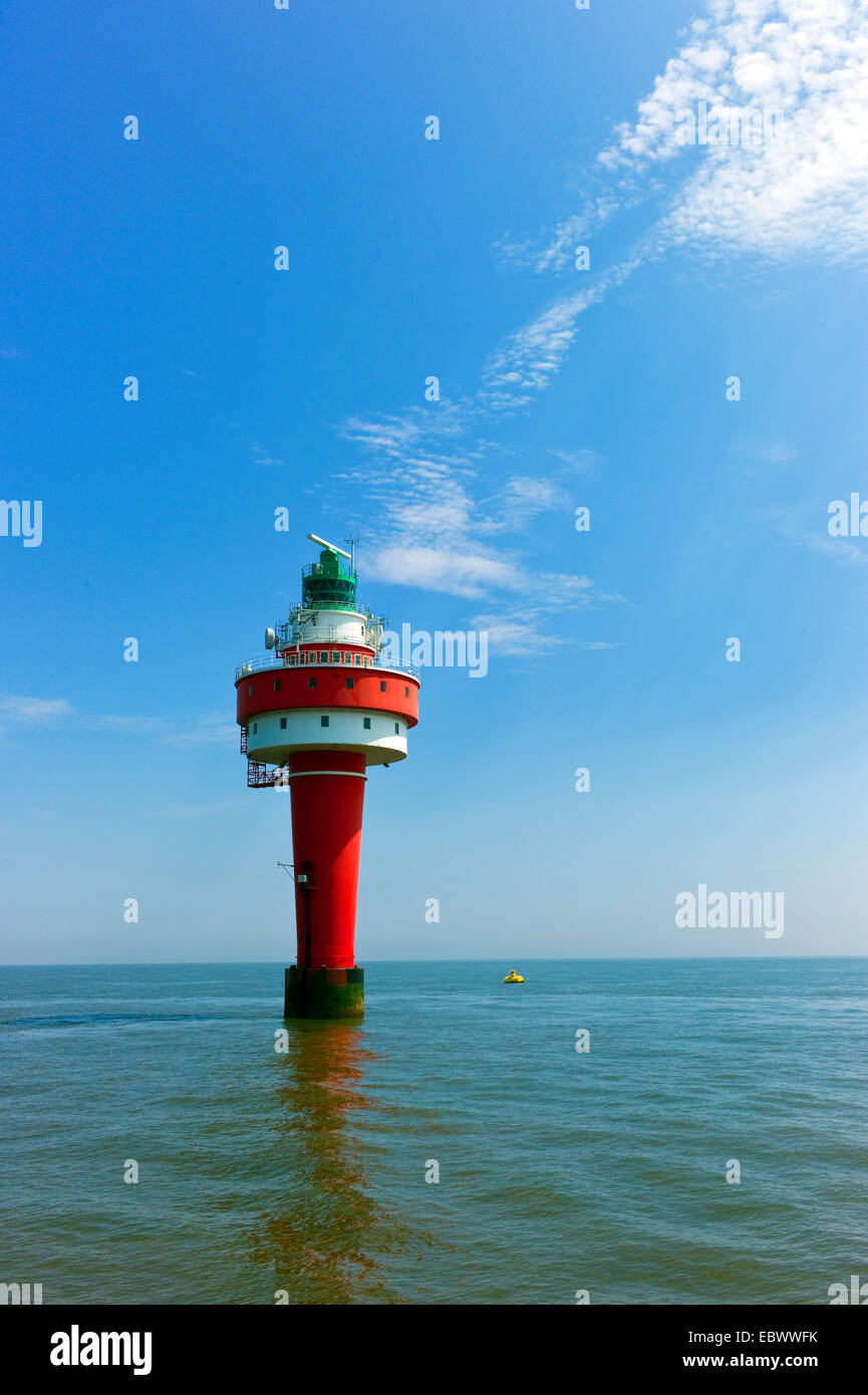 Alte Weser in der Nordsee lighthouse in the river mouth of Weser, Germany, Lower Saxony Stock Photo