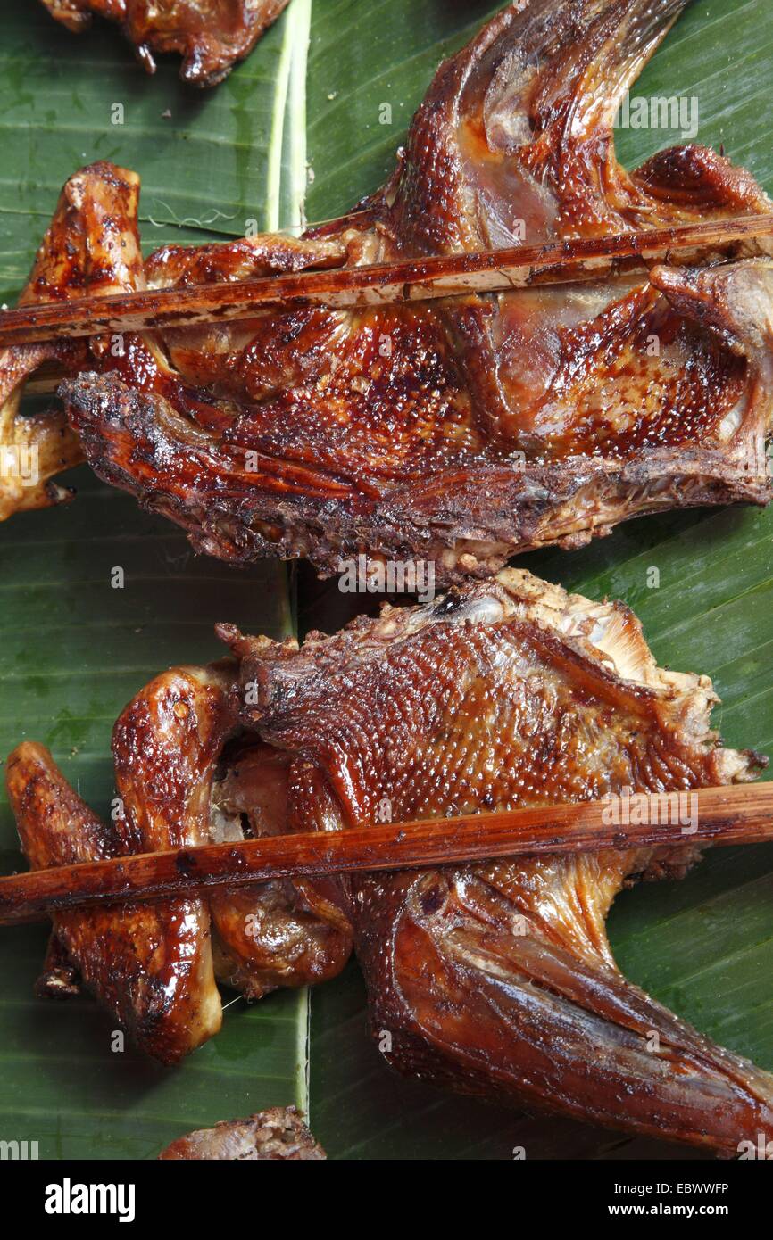 grilled birds on banana leaves, Laos, Luang Prabang Stock Photo Alamy