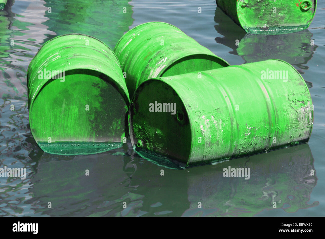 green tons in the water Stock Photo