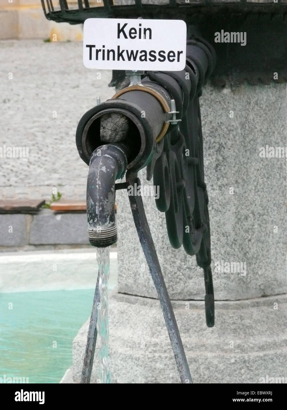 sign at a fountain saying 'Kein Trinkwasser' ('No drinking water') Stock Photo