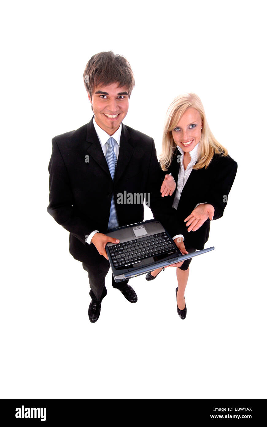 successful business pair with a laptop Stock Photo