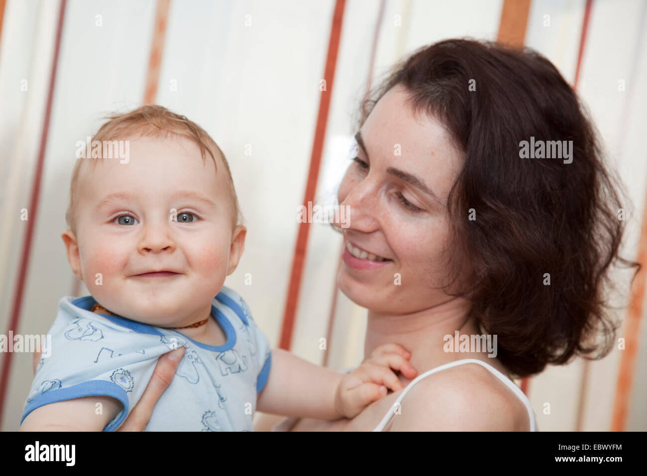 mother and 9 months old son Stock Photo
