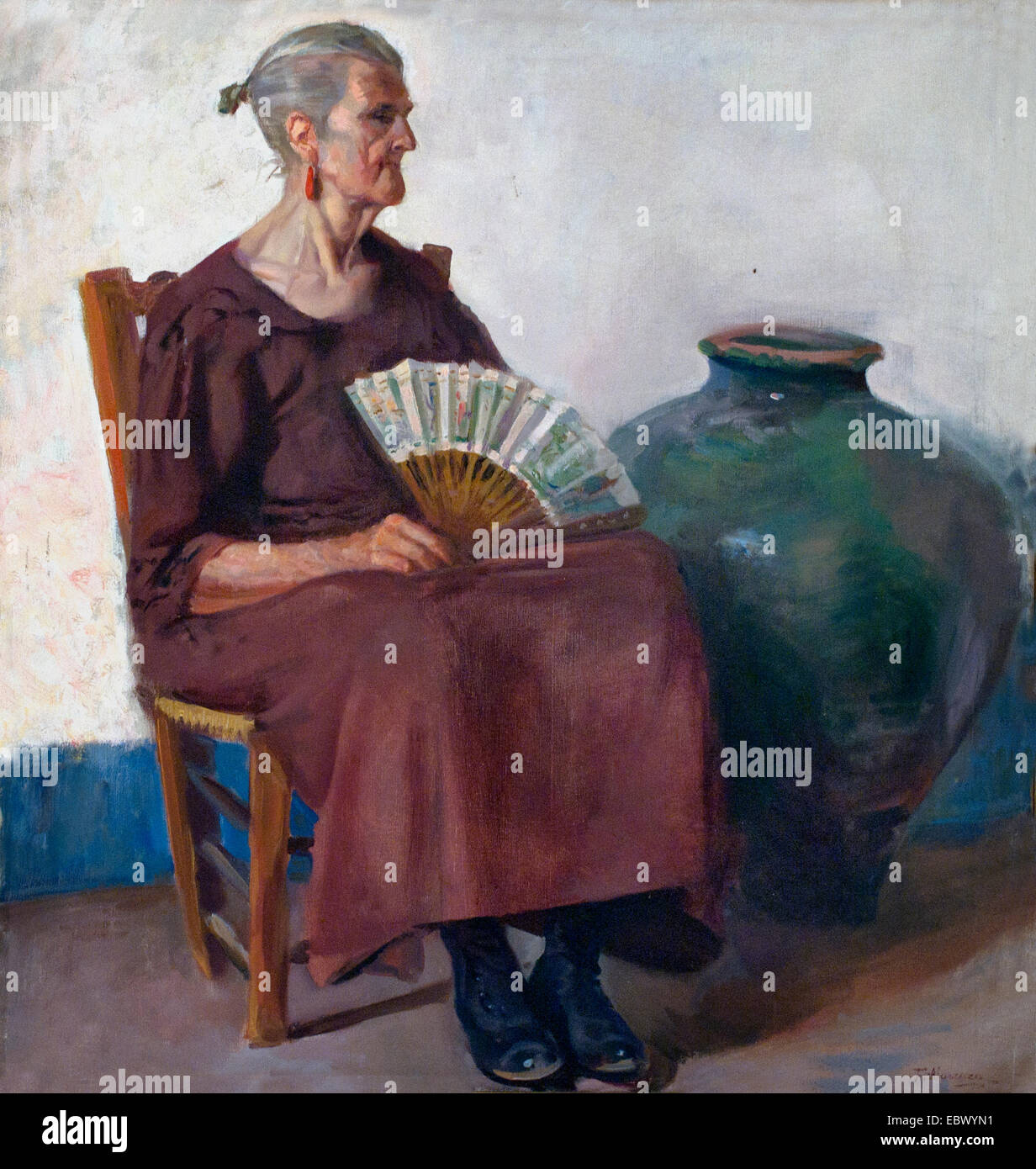 Vieja Sentada - Sitting old woman 1905 Felipe Abarzuza 1871-1948 Spain Spanish Stock Photo