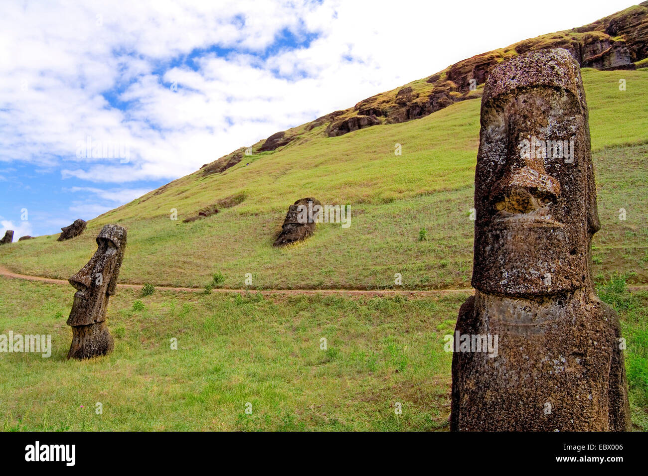 Rano Raraku Statues Easter Island , Chile, Easter Island Stock Photo ...