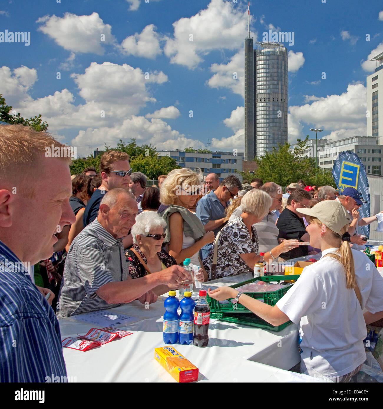 booth at the event 'Still-Leben Ruhrschnellweg' on highway A 40, Germany, North Rhine-Westphalia, Ruhr Area, Essen Stock Photo