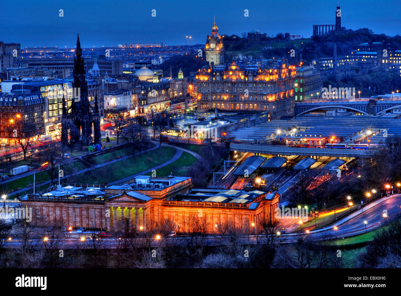 Edinburgh at night, United Kingdom, Scotland, Edinburgh Stock Photo