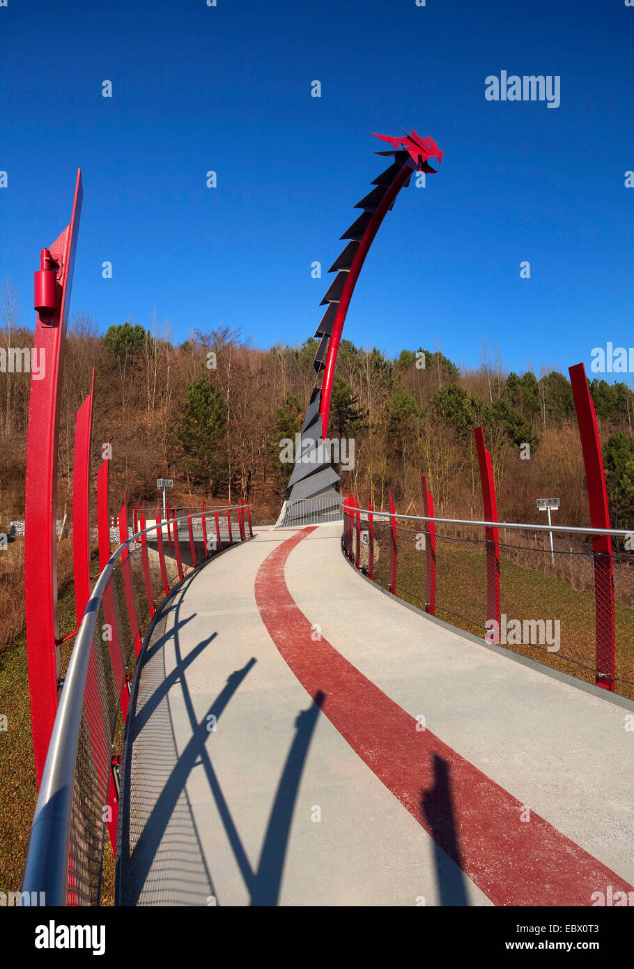 dragon bridge to Hoheward spoil tip, Germany, North Rhine-Westphalia, Ruhr Area, Recklinghausen Stock Photo