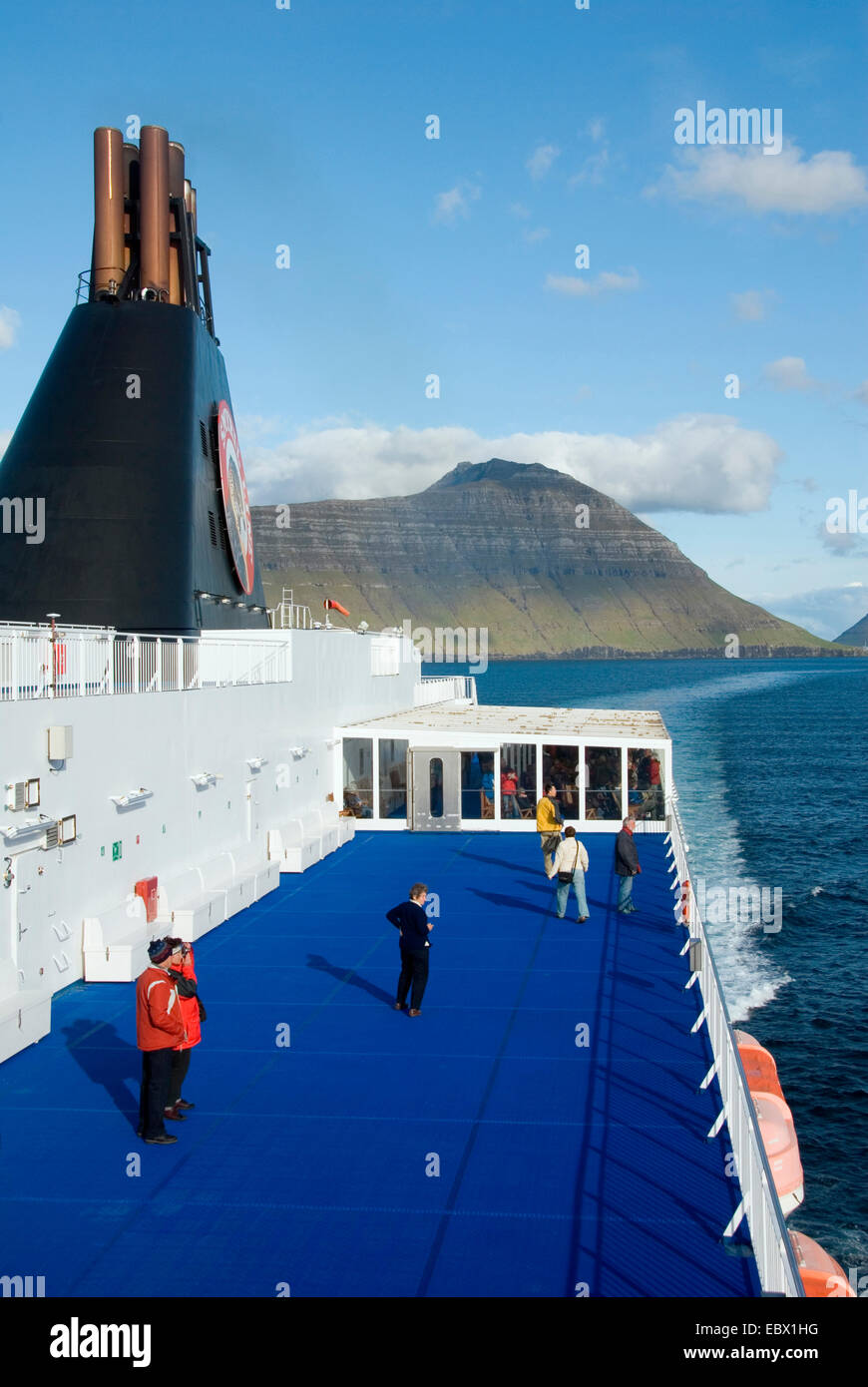 passenger on the ferry at Faroers islands, Denmark, Faroe Islands Stock Photo
