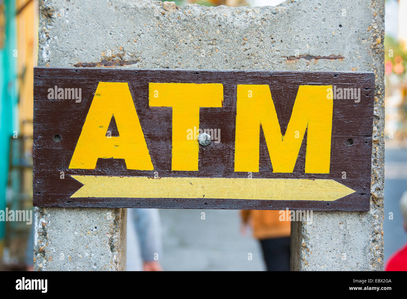 ATM machine sign hand painted Stock Photo