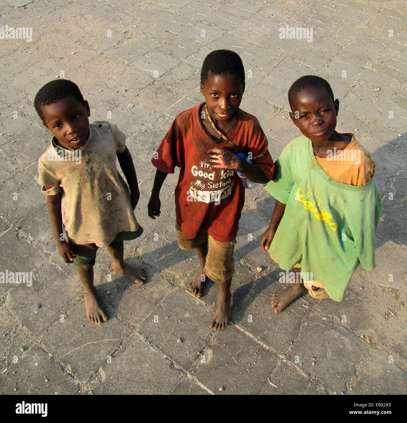 street kids playing on the yard of a university, Burundi, Bujumbura mairie, Kiriri, Bujumbura Stock Photo